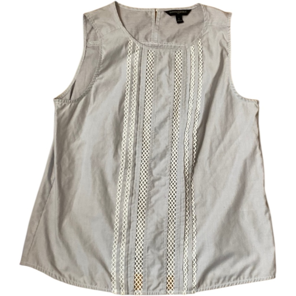 Banana Republic Blue & White Seersucker Stripe Sleeveless Top Blouse - Small